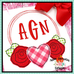 Valentine Wreath Bean Stitch Applique Design