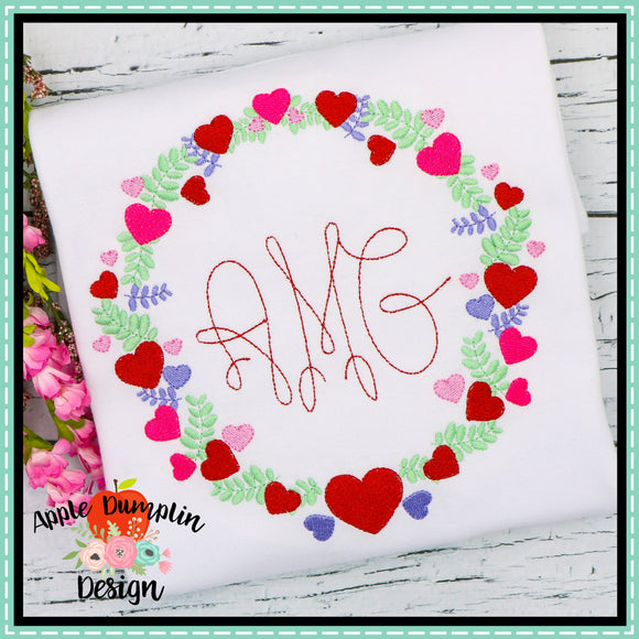 Valentine Heart Wreath Embroidery Design