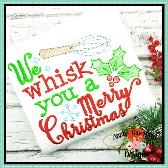 We Whisk you a Merry Christmas Sketch Embroidery Design