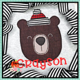 Winter Bear Bean Stitch Applique Design