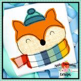 Winter Fox Bean Stitch Applique Design