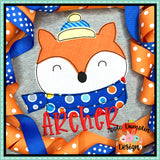 Winter Fox Bean Stitch Applique Design