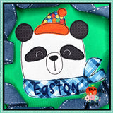 Winter Panda Bean Stitch Applique Design
