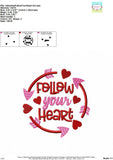Follow Your Heart Arrow Circle Embroidery Design