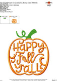 Happy Fall Y'all Embroidery Design