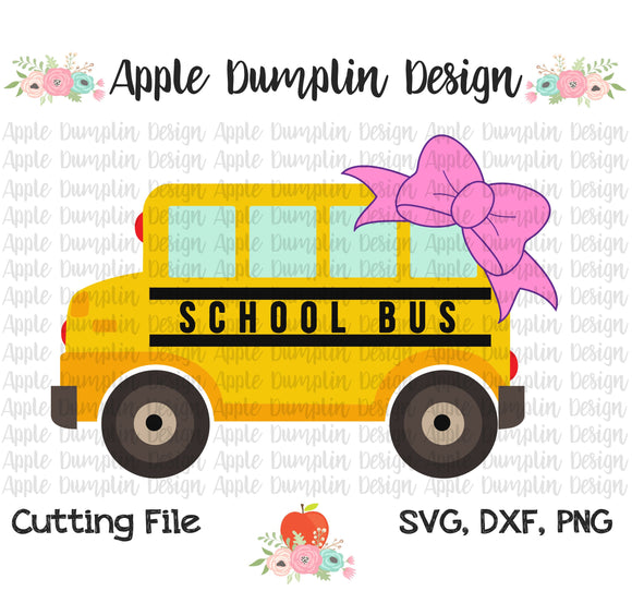 School Bus with Bow SVG
