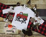 Truck with Christmas Tree Watercolor Printable Design PNG