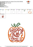 Happy Fall Y'all Pumpkin Applique Design