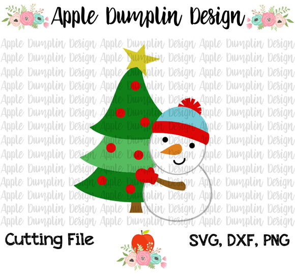 Snowman with Christmas Tree SVG