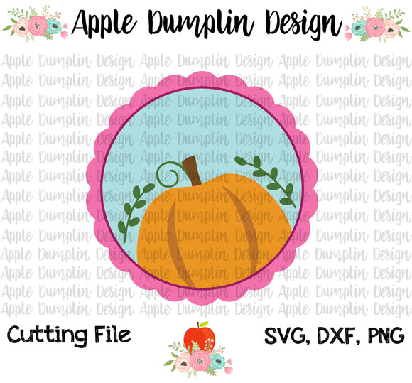 Pumpkin in Scalloped Frame SVG