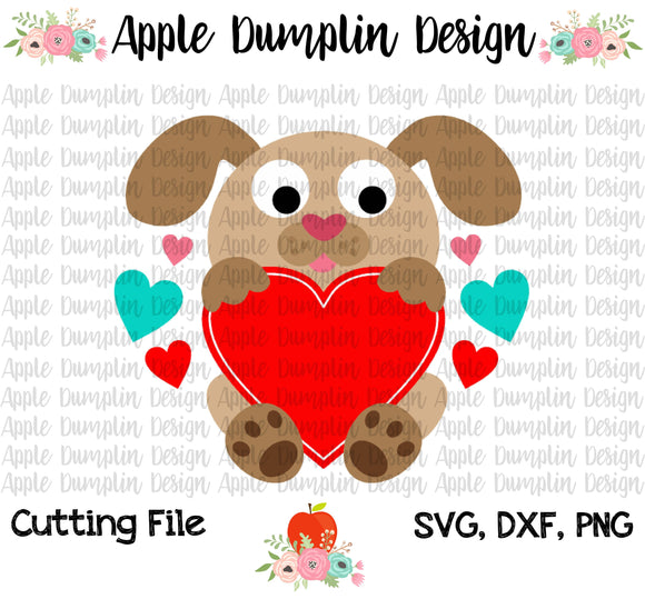 Valentine Puppy with Heart SVG