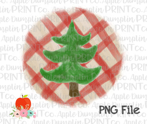 Christmas Tree Plaid Watercolor Printable Design PNG