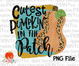 Cutest Pumpkin in the Patch Watercolor Printable Design PNG