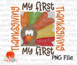 Boy My First Thanksgiving Turkey Watercolor Printable Design PNG