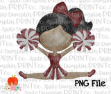 Dark Skin Cheerleader Maroon and Gray Watercolor Printable Design PNG