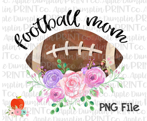Football Mom with Flowers Printable Design PNG