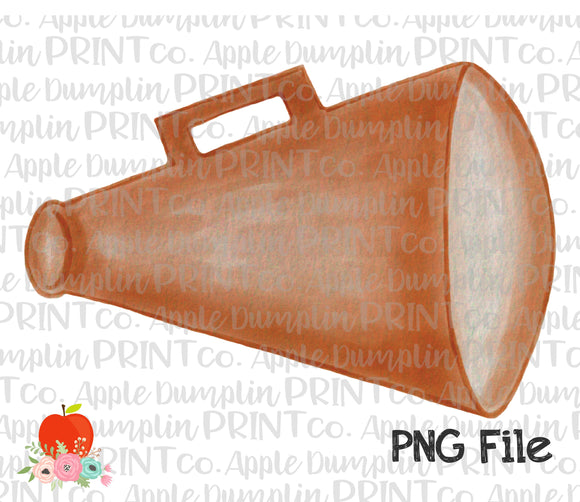 Orange Megaphone Watercolor Printable Design PNG