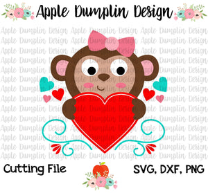Valentine Monkey with Heart SVG