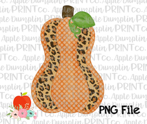 Leopard Pumpkin Watercolor Printable Design PNG