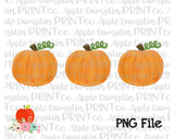 Pumpkin Trio Watercolor Printable Design PNG