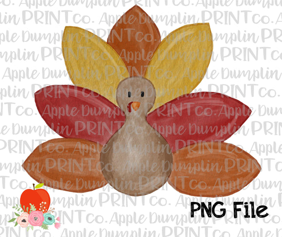 Boy Turkey Watercolor Printable Design PNG