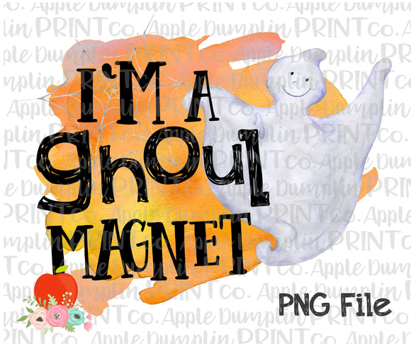 Halloween I'm a Ghoul Magnet Watercolor Printable Design PNG
