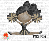 Dark Skin Cheerleader Black and Gold Watercolor Printable Design PNG