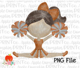 Brunette Cheerleader Dark Orange and Gray Watercolor Printable Design PNG