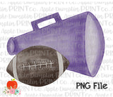 Football with Purple Megaphone Watercolor Printable Design PNG