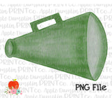 Green Megaphone Watercolor Printable Design PNG