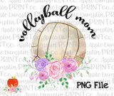 Volleyball Mom with Flowers Printable Design PNG