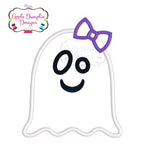 Ghost with Bow Applique Design