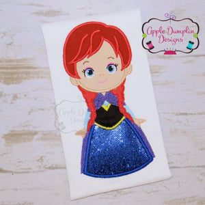 Princess with Braids Applique Design